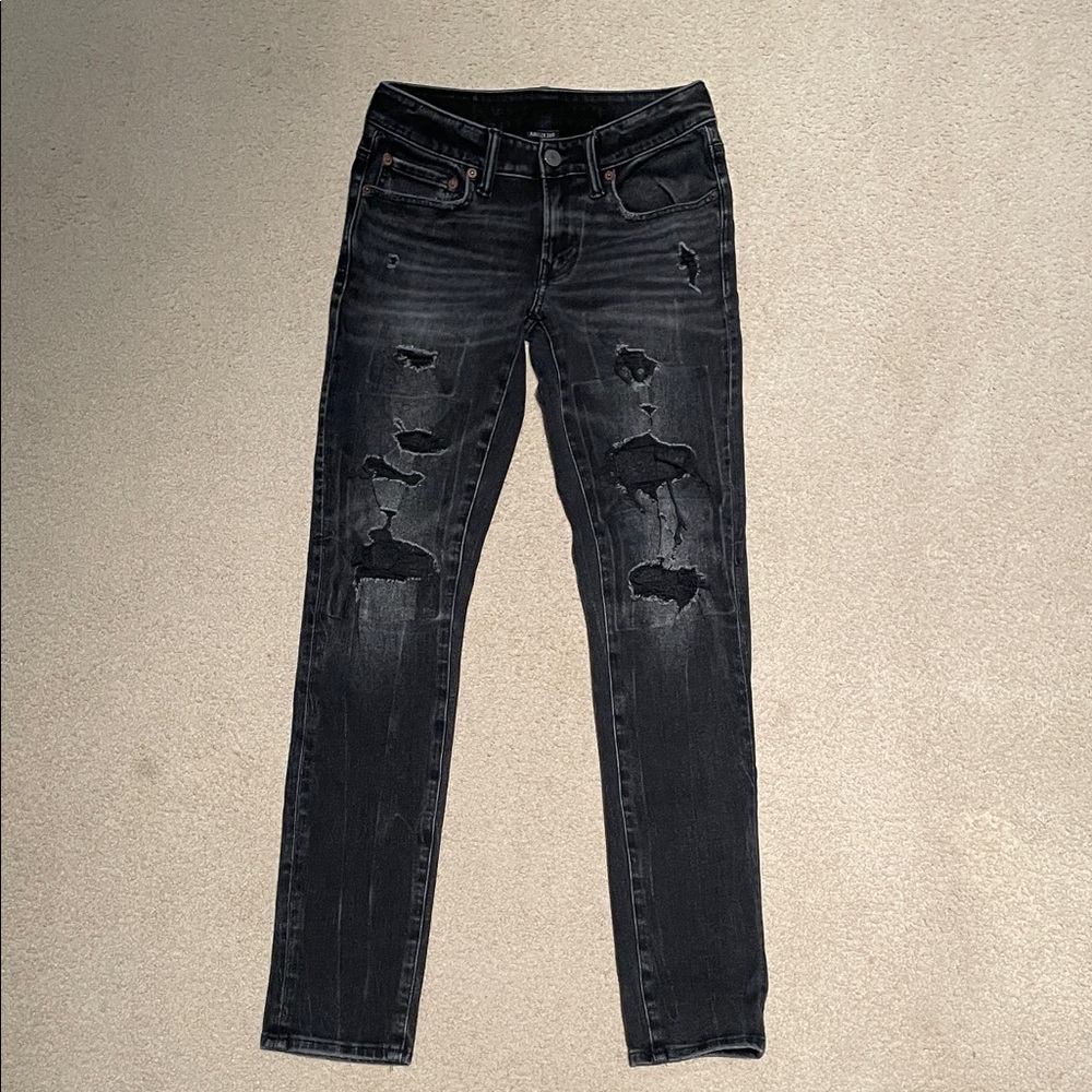 American Eagle Outfitters Black Ripped Skinny Jeans